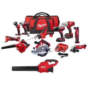 M18 18V Lithium-Ion Cordless Combo Kit (10-Tool) with (2) Batteries, Charger and Tool Bag w/Cordless Blower
