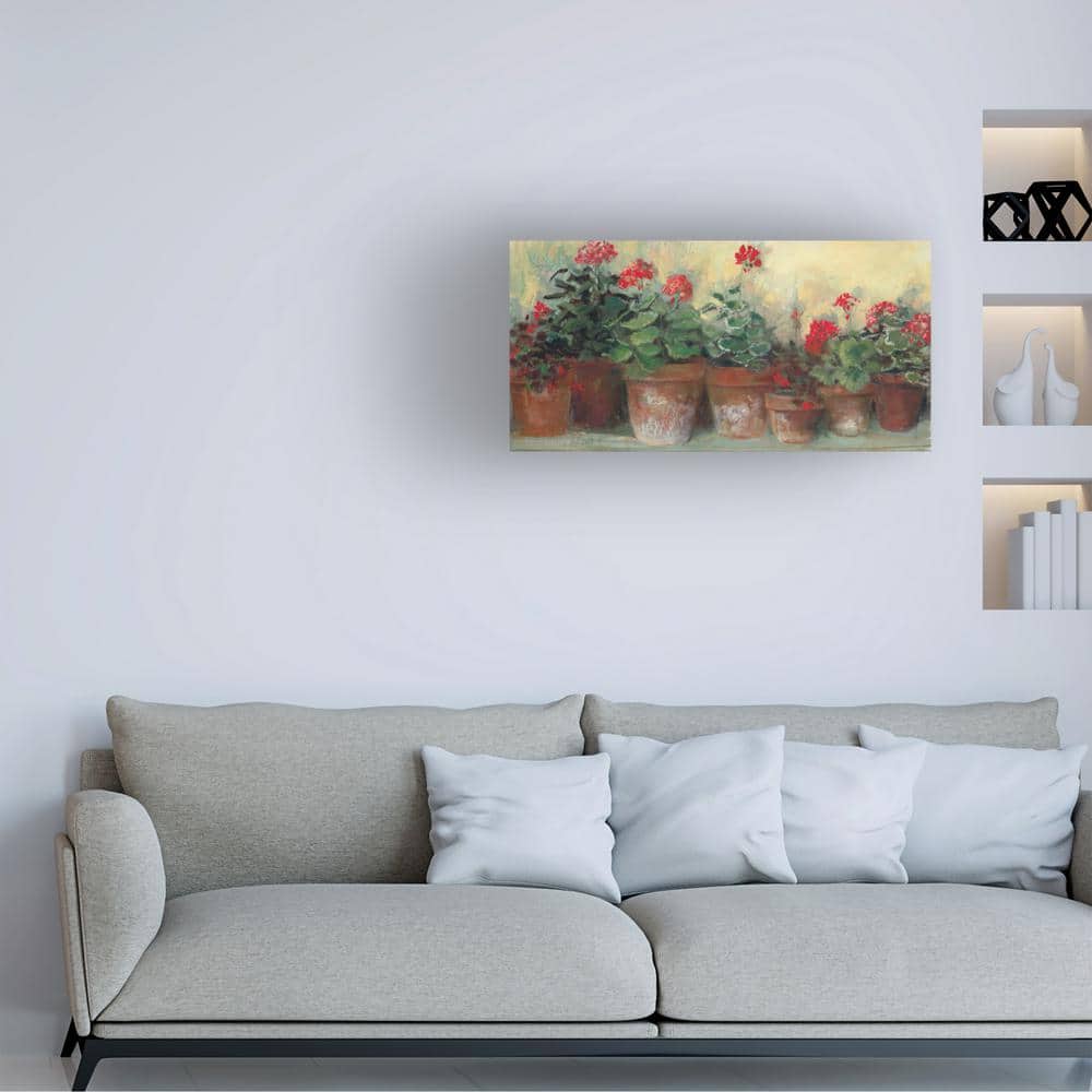Kathleen's Geraniums Red Floral Canvas Print with Frame