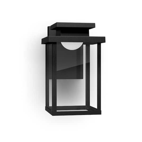 Philips Outdoor Black Hardwired Smart Wall Light Lantern Sconce with Integrated LED Bright White (3000K) (1-Pack)