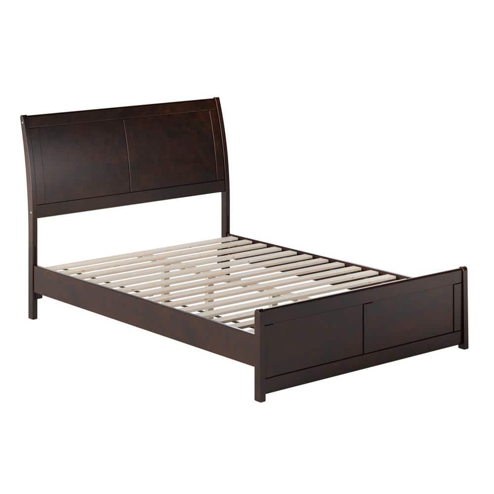Valencia Espresso Full Wood Sleigh Platform Bed with Slats