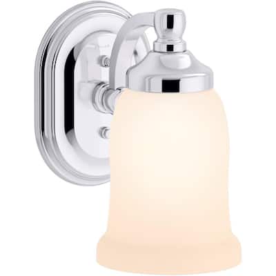 Bancroft 1 Light Polished Chrome Indoor Bathroom Wall Sconce, Position Facing Up or Down, UL Listed