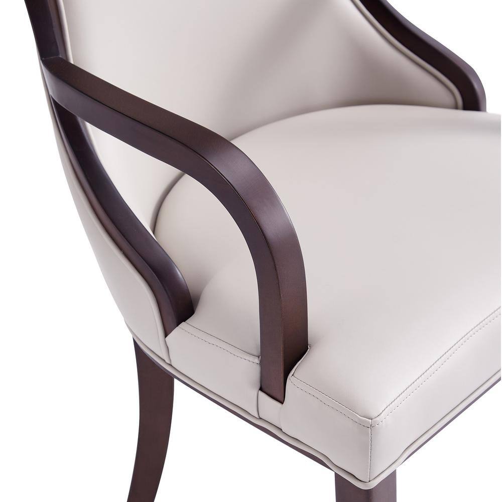 Elegant Gray Faux Leather Upholstered Armchair with Beech Wood