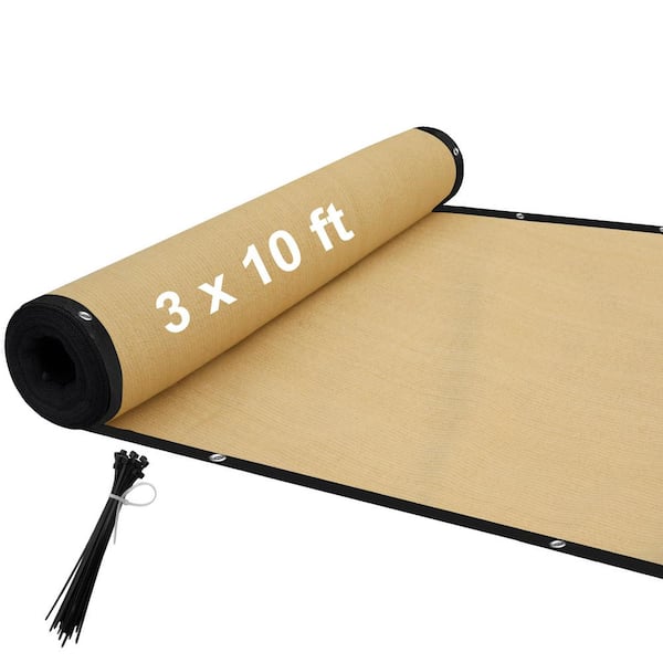 Shatex 3 ft. x 10 ft. Privacy Fence Screen 90% Blockage Shade Temporary Fencing for Wall Gazebo Backyard Beige (2-Pack)