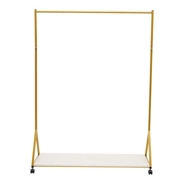 YIYIBYUS Freestanding Rolling Gold Metal Clothes Rack with Shelf & Wheels 45.66 in. W x 64.17 in. H