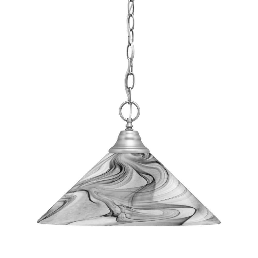 Kingston 100-Watt 1 Light Brushed Nickel Shaded Pendant Light with 16 in. O