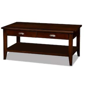 Laurent Chocolate Cherry 20 in. H Rectangle Wood Two Drawer Rectangle Wood Coffee Table with Shelf