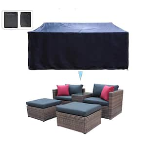 5-Pieces Outdoor Patio Garden Wicker Sectional Conversation Sofa Set with Furniture Protection Cover