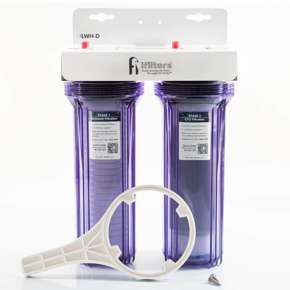 iFilters Whole House Water Filter, 2 Stage, Removes Sediment, CTO and more, Minimal Pressure Drop, City and Well Water -  LWH-D