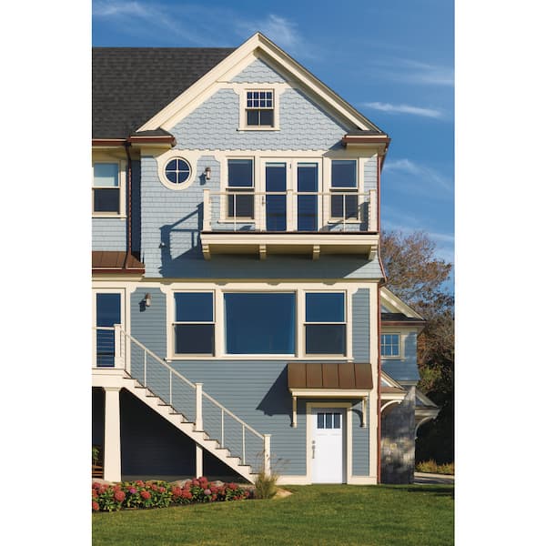 36 in. x 80 in. Right-Hand Craftsman 3 Lite Modern White Painted Fiberglass Prehung Front Door with Brickmould