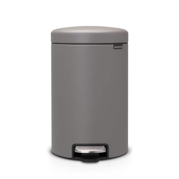 Brabantia NewIcon 3.2 Gal. (12 l) Mineral Concrete Gray Step On Trash Can