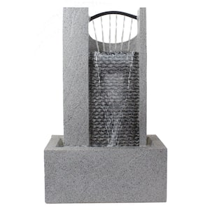 23 in. Gray Modern Style Rainfall Outdoor Water Fountain