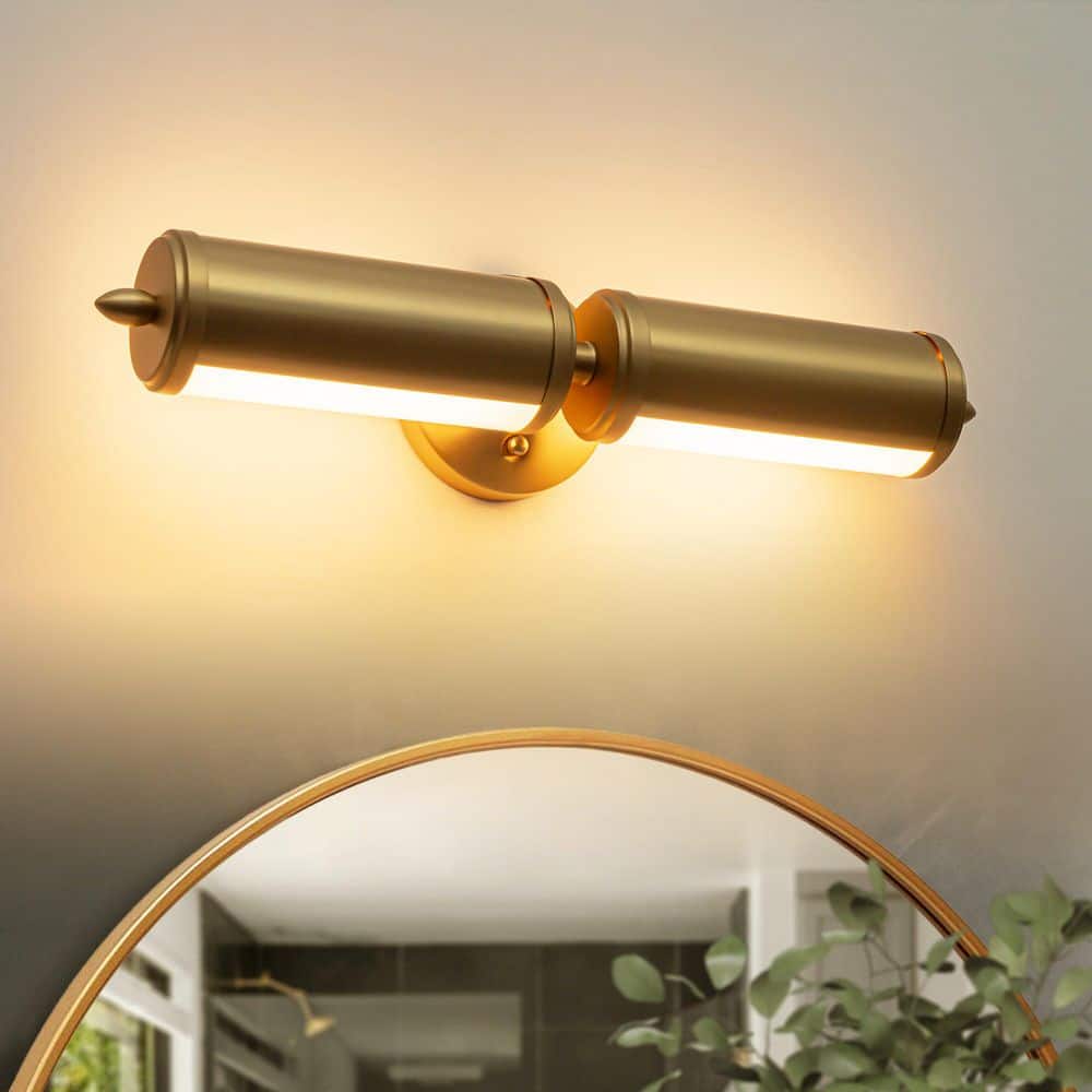 Strato 20.7 in. 2-Light Brushed Gold LED Wall Sconce with Rotatable Acrylic Shades price history on PriceWatchPro
