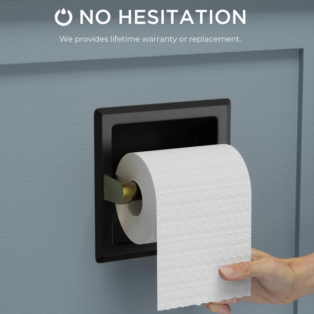 Polished Gold and Black Stainless Steel Wall-Mounted Toilet Paper Holder