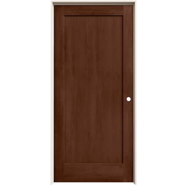 JELD-WEN 36 in. x 80 in. Madison Milk Chocolate Stain Left-Hand Solid Core Molded Composite MDF Single Prehung Interior Door