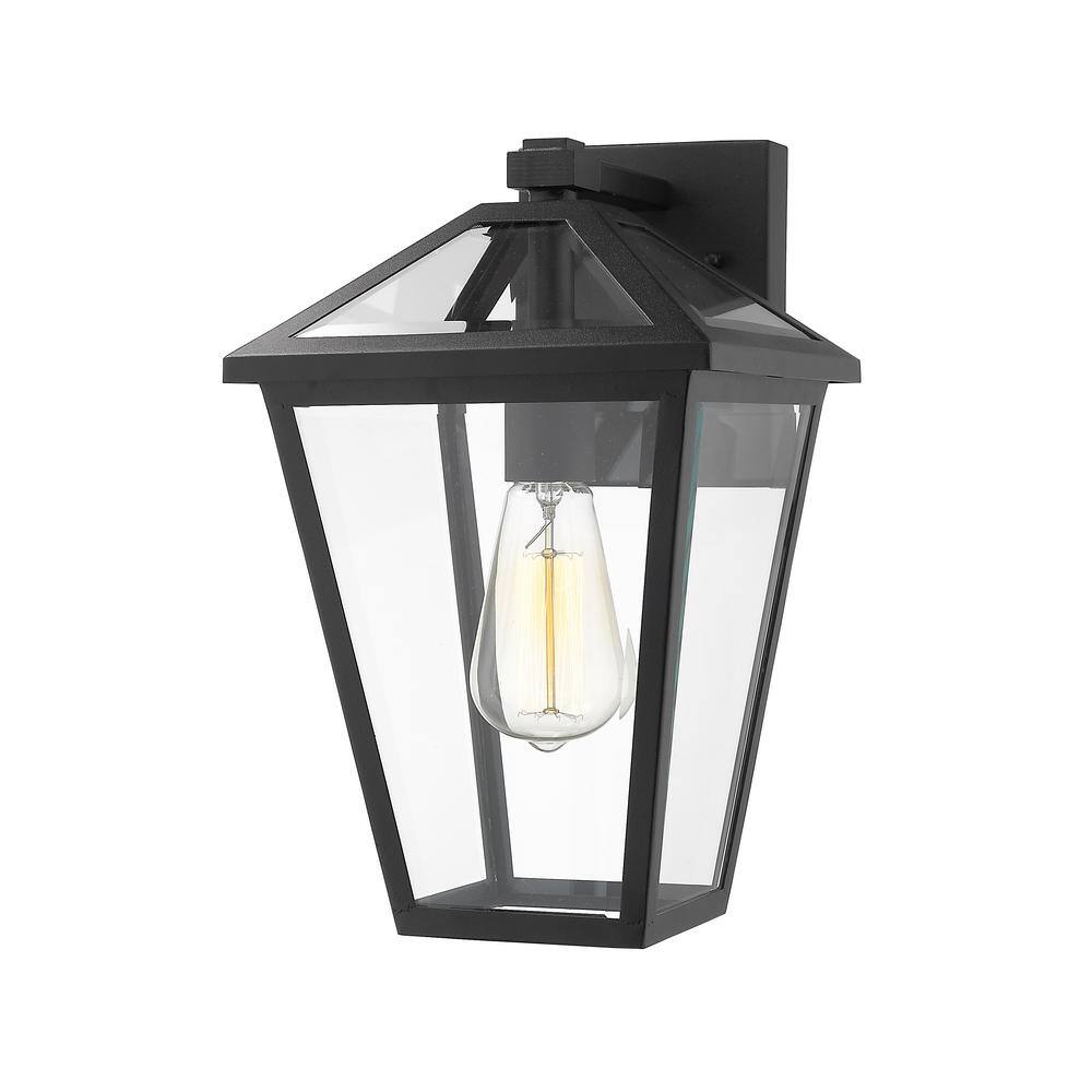 Talbot Black Outdoor Hardwired Lantern Wall Sconce with No Bulbs Included