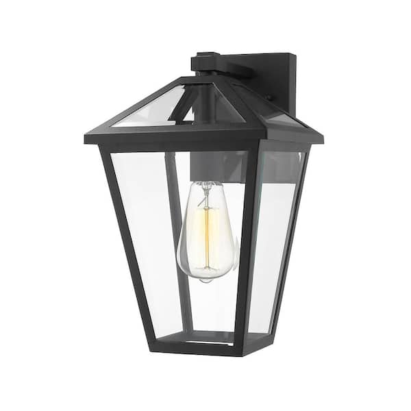 Unbranded Talbot Black Outdoor Hardwired Lantern Wall Sconce with No Bulbs Included