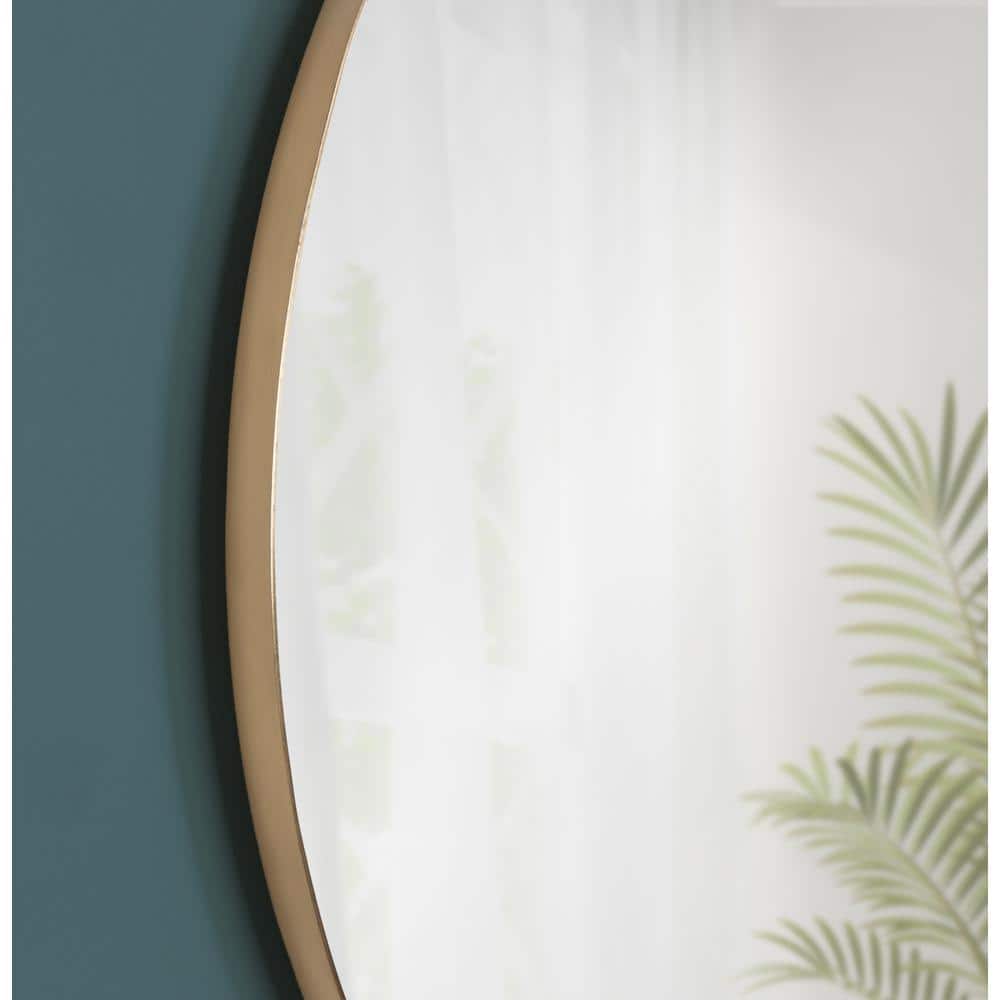 Elegant Gold Iron Round Wall Mirror, 32" Diameter