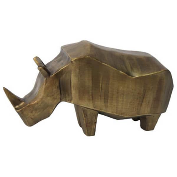 Benjara Geny Modern Gold 4 in. x 5.75 in. Rhino Resin Sculpture