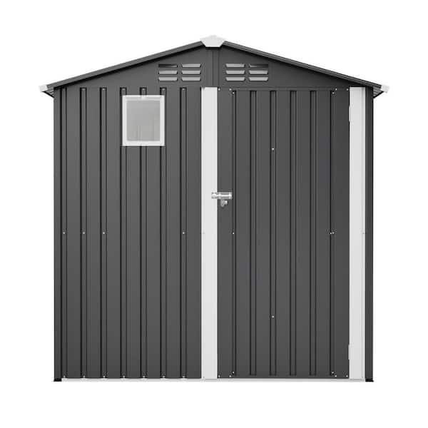 6 ft. W x 4 ft. D Black Metal Outdoor Storage Shed Utility Tool Shed for Backyard Garden Patio Lawn (24 sq. ft.)