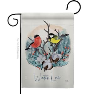 13 in. x 18.5 in. Winter Love Birds Garden Flag 2-Sided Friends Decorative Vertical Flags