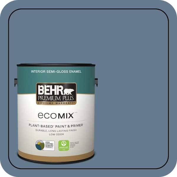 1 gal. #S510-5 Skinny Jeans Semi-Gloss Enamel EcoMix Plant-Based Interior Paint & Primer
