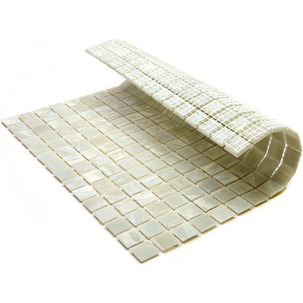 Celestial Pastel Gray Iridescent Glass Mosaic Tile