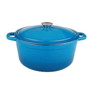 Neo 5 Qt. Blue Oval Cast Iron Casserole Dish with Lid