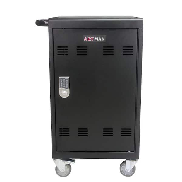 Tidoin 30-Device Black Mobile Charging Cart and Cabinet for Tablets Laptops with Combination Lock