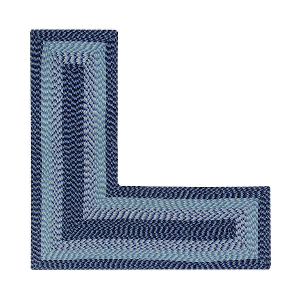 Alpine Braid Collection Navy Stripe 24" x 48" x 48" L-Shape 100% Polypropylene Reversible Indoor Area Rug