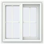 23.5 in. x 23.5 in. V-4500 Series White Vinyl Right-Handed Sliding Window with Colonial Grids/Grilles