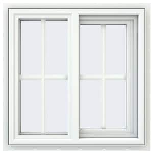 23.5 in. x 23.5 in. V-4500 Series White Vinyl Right-Handed Sliding Window with Colonial Grids/Grilles