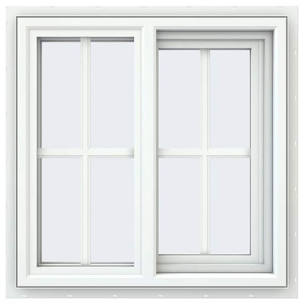 JELD-WEN 23.5 in. x 23.5 in. V-4500 Series White Vinyl Right-Handed Sliding Window with Colonial Grids/Grilles