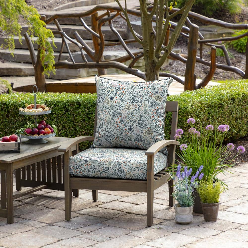 Pistachio Botanical Outdoor Deep Seat Cushion Set, 24 x 24, Polyester