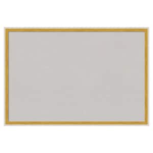 Paige White Gold Wood Framed Grey Corkboard 25 in. x 17 in. Bulletin Board Memo Board