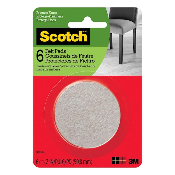 3M Scotch 2 in. Beige Round Surface Protection Felt Floor Pads (6-Pack)