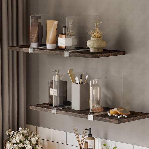 6-Pack Clear Acrylic Shelf Dividers for Closet, Kitchen, Office, Bathroom, and Cabinet Organization