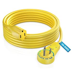 10 ft. 16/3 Light Duty Indoor Extension Cord with 360-Degree Rotating Flat Plug 13 Amp, Yellow