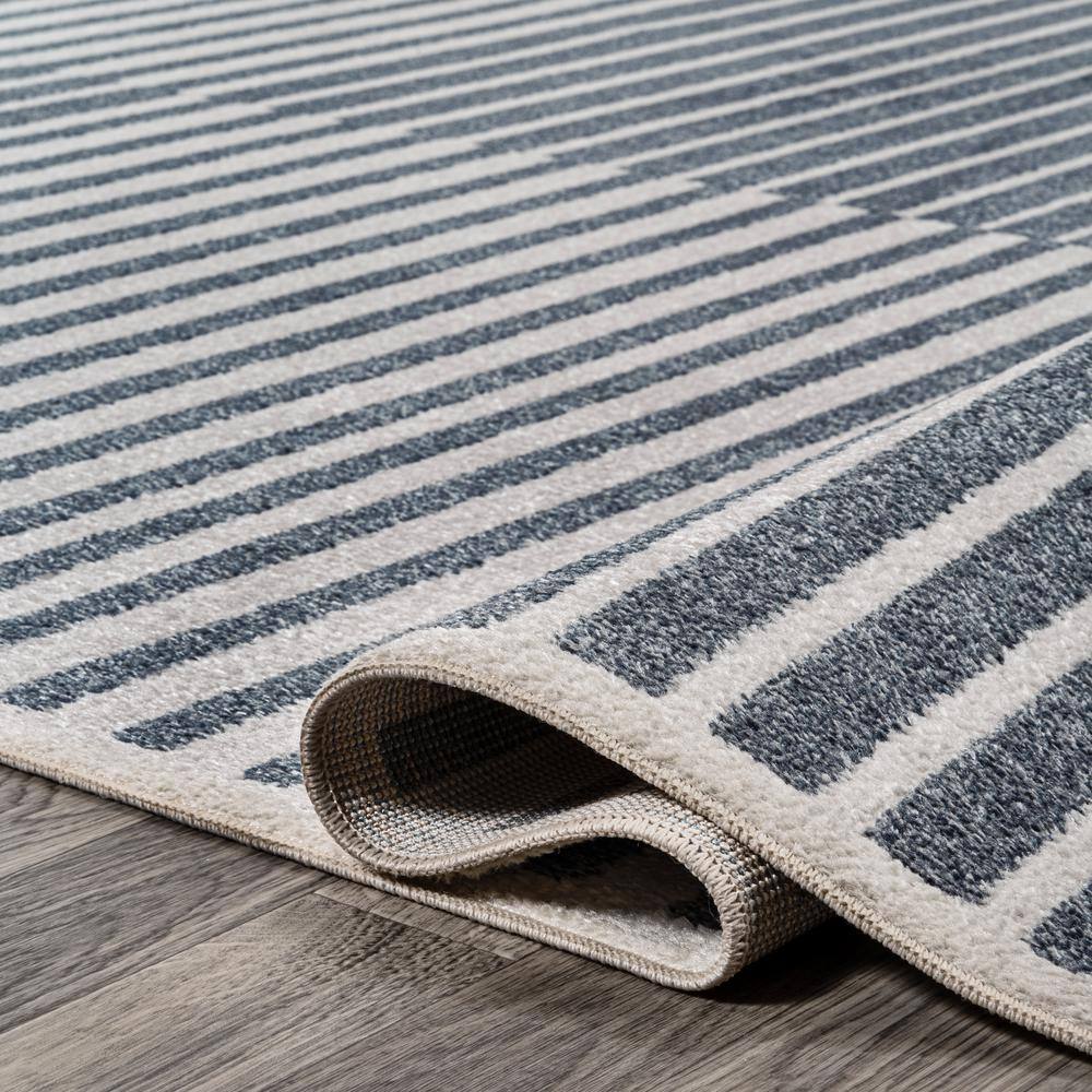 Gray and Cream Striped Washable 8' x 10' Area Rug
