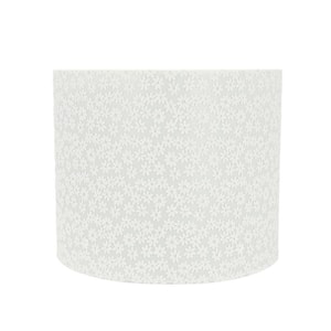 12 in. x 10 in. White with Floral Design Drum/Cylinder Lamp Shade