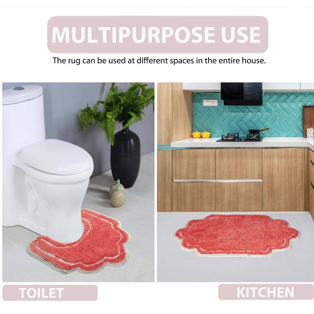 Allure Plush Cotton Bath Rug in Coral