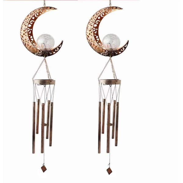 Wellco 1-Piece Moon Wrought Iron Wind chimes Lamp Unique Gift Outdoor Waterproof For Outside, Garden Decor, Patio Yard Porch