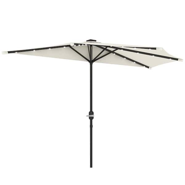 Outsunny 8.5 ft. Outdoor Patio Umbrella, UPF 30 Plus Small Balcony Umbrella with Crank 8-Ribs in Cream White
