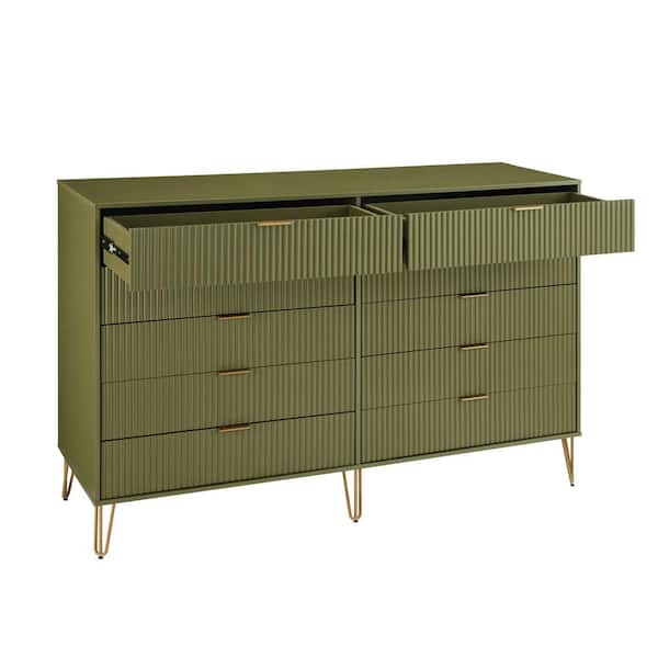 Manhattan Comfort DUMBO Modern 10-Drawer Double Tall Dresser in Olive Green Manhattan Comfort DUMBO Modern 10-Drawer Double Tall Dresser in Olive Green