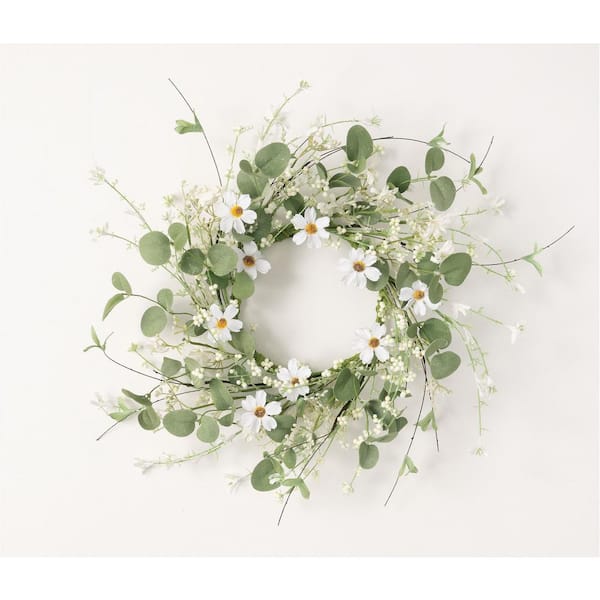 SULLIVANS 20" Artificial Daisy and Eucalyptus Mini Wreath