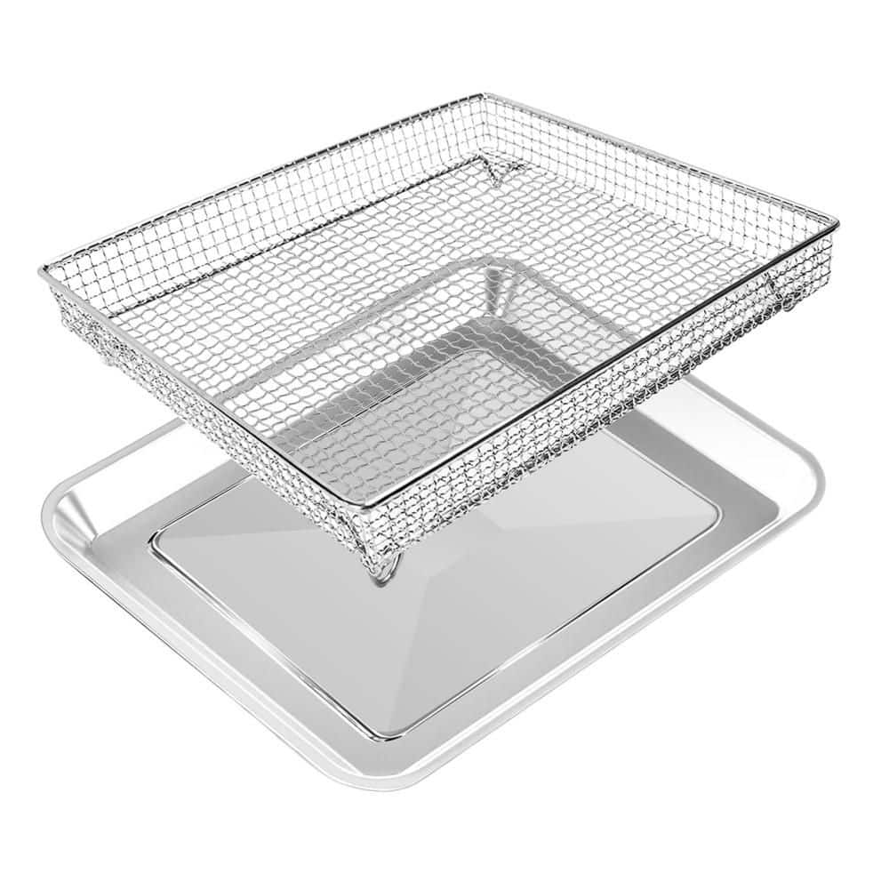 Esepony 12.4 in. x 11 in. Steel Air Fryer Basket Tray for Kitchen