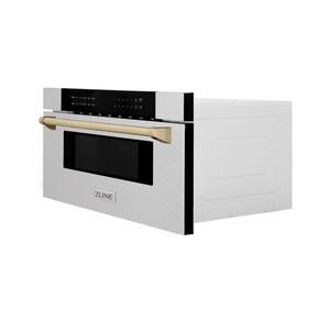 30 in. W 1.2 cu. ft. 1000-Watt Built-In Microwave Drawer in Fingerprint Resistant Stainless Steel and Gold Accents