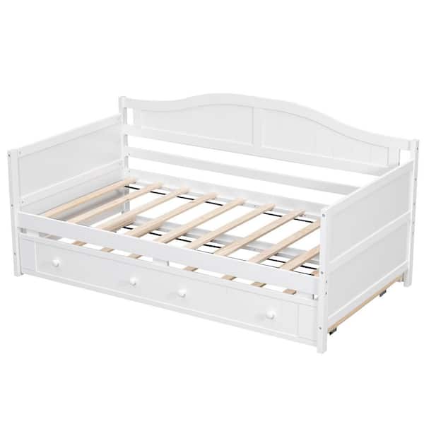 White Twin Wood Daybed with Trundle