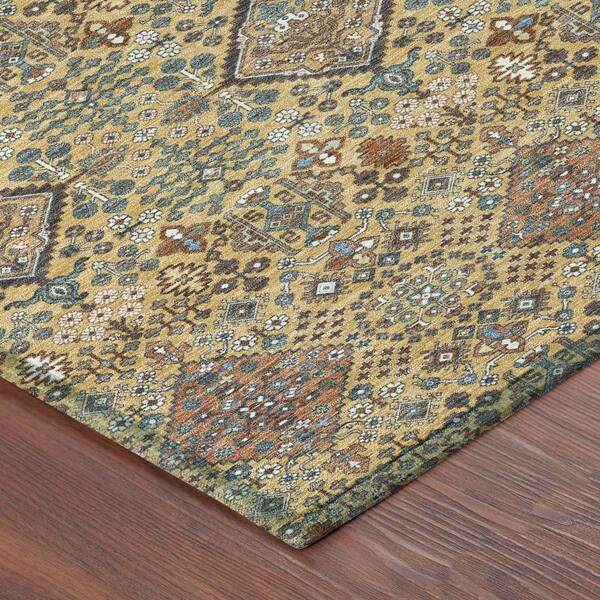 Chantille Machine Washable Indoor/Outdoor Abstract ACN2478 Gold 2 ft. x 3 ft. Accent Rug