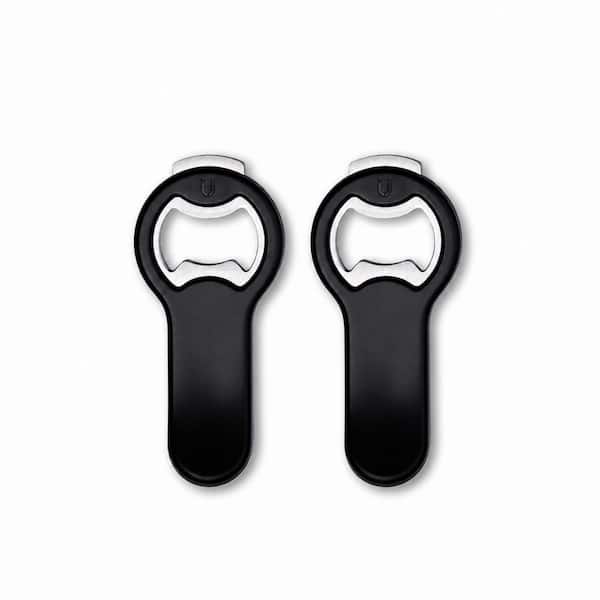 2-in-1 Magnetic Beer Bottle Opener and Pop Can Opener with Cap Catcher for Fridge and RV (2-Pack)