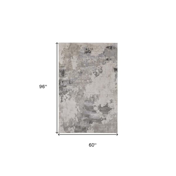 5 x 8 Gray and Ivory Abstract Area Rug
